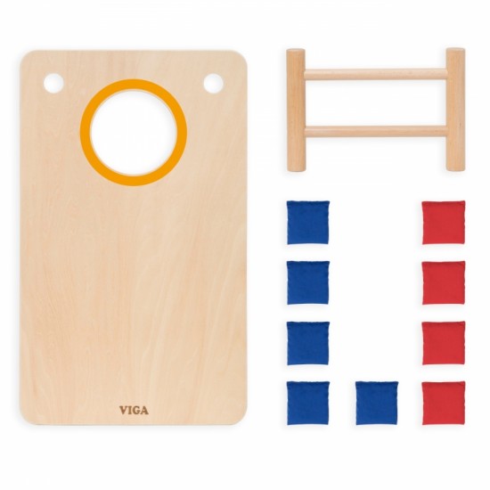 2 viename įgūdžių žaidimas „Tic-Tac-Toe“ + „Cronhole“ – mesk į taikinį Viga