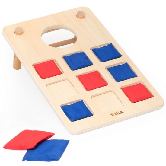 2 viename įgūdžių žaidimas „Tic-Tac-Toe“ + „Cronhole“ – mesk į taikinį Viga