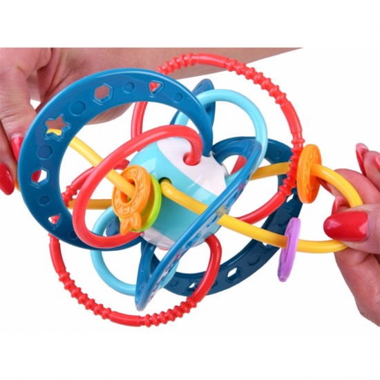 2 viename sensorinis žaislas, kramtukas, barškutis, Montessori WOOPIE BABY