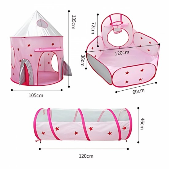 3 viename palapinė „Princess Palace XXL“ tunelio tipo namelis „Dry Palace“ WOOPIE