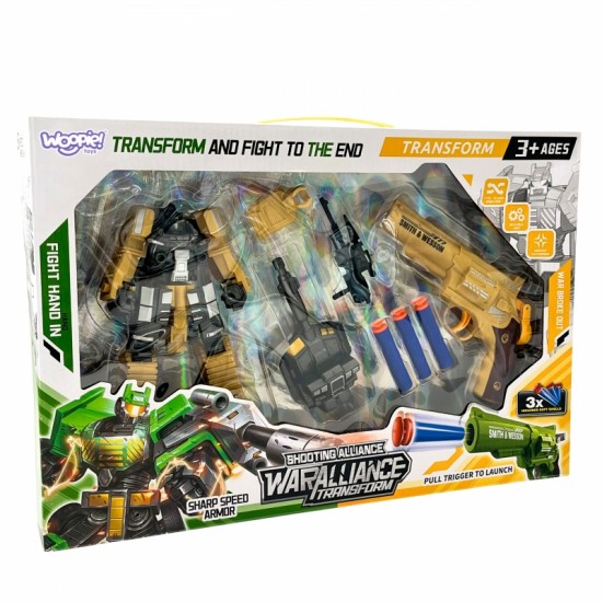 3 Viename Robotas Transformeris Tankas Ir Strėlyčių Šautuvas WOOPIE 3 Viename Robotas Transformeris Tankas Ir Strėlyčių Šautuvas WOOPIE