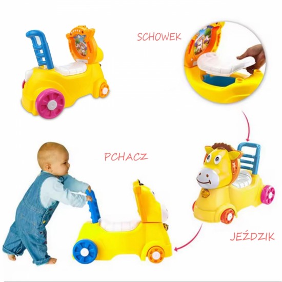 3 viename vaikštynė su tualetu ant asilo WOOPIE BABY