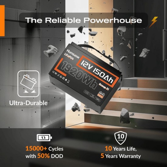 Akumuliatorius Humsienk ORIGIN 12V 150 Ah Bluetooth LiFePO4 (110 A BMS)