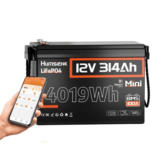 Akumuliatorius Humsienk ORIGIN 12V 314Ah Mini LiFePO4 ličio su Bluetooth – 4019 Wh, 200A BMS