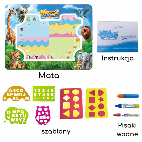 Akvarelinis kilimėlis „Safari“ su raidėmis ir skaičiais WOOPIE