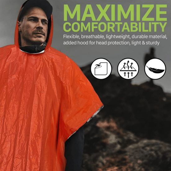 Apsiaustas nuo lietaus Essential Survival Rain Oranžinis Apsiaustas nuo lietaus Essential Survival Rain Oranžinis