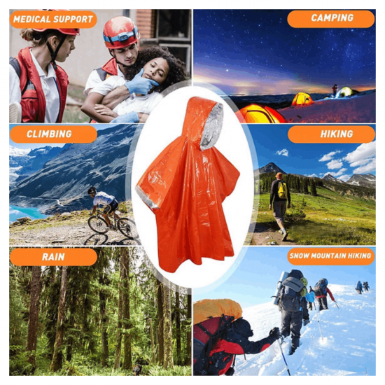 Apsiaustas nuo lietaus Essential Survival Rain Oranžinis Apsiaustas nuo lietaus Essential Survival Rain Oranžinis