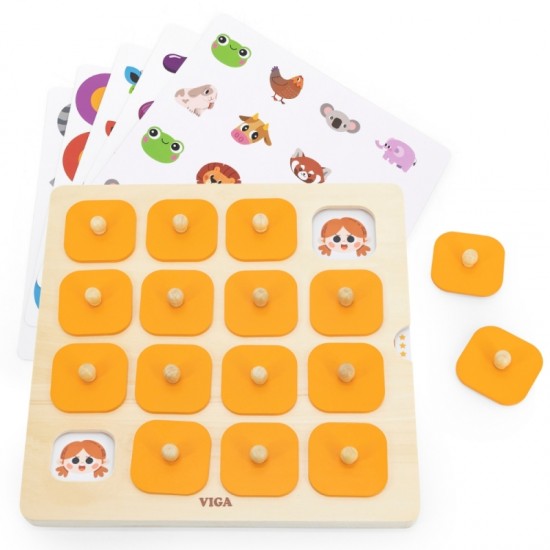 Atspėk paveikslėlius, atminties žaidimas, 10 Montessori kortelių Viga Memory