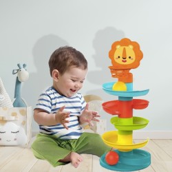 Bėgimo takelis su kamuoliu, čiuožykla, kamuoliukų bokštas, kamuoliukų takelis WOOPIE BABY