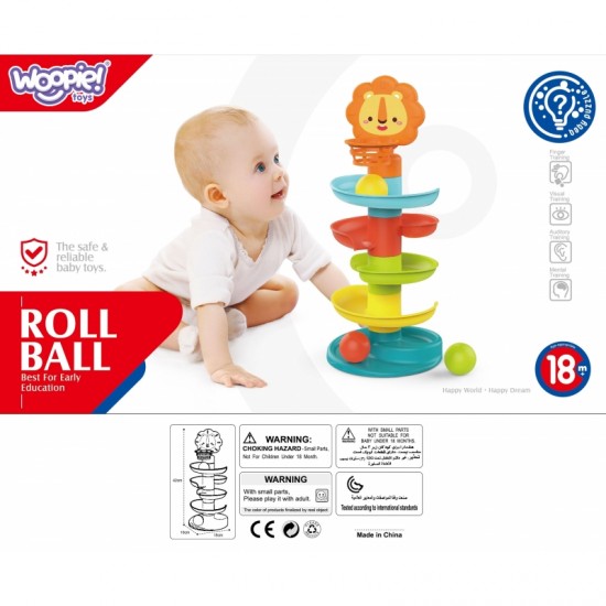 Bėgimo takelis su kamuoliu, čiuožykla, kamuoliukų bokštas, kamuoliukų takelis WOOPIE BABY