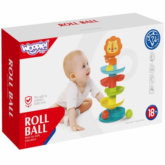 Bėgimo takelis su kamuoliu, čiuožykla, kamuoliukų bokštas, kamuoliukų takelis WOOPIE BABY