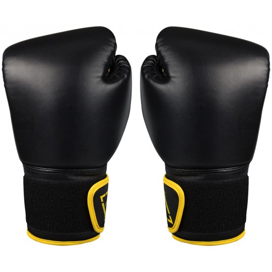 Bokso pirštinės AVENTO 10oz juoda PU-oda Bokso pirštinės AVENTO 10oz juoda PU-oda