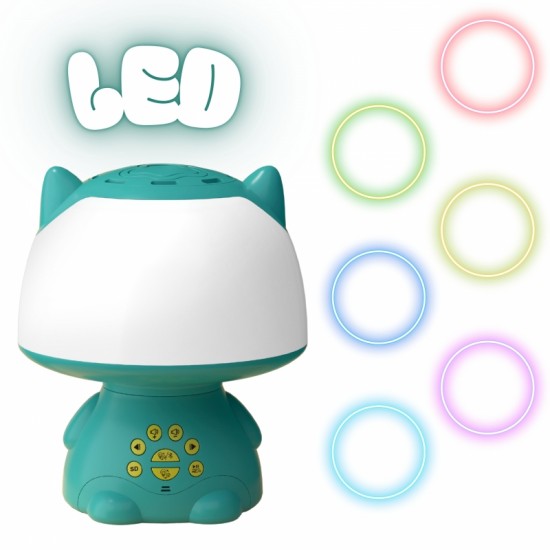 Daugiafunkcinė RGB lempa „Bluetooth“ garsiakalbis karaoke balso moduliatorius SD kortelė AUX turkio spalvos WOOPIE