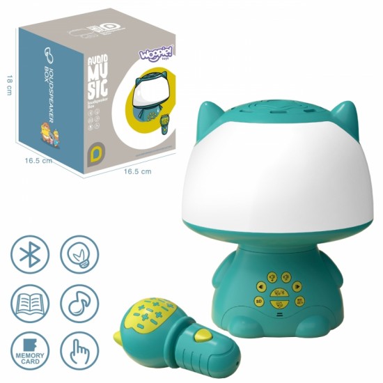 Daugiafunkcinė RGB lempa „Bluetooth“ garsiakalbis karaoke balso moduliatorius SD kortelė AUX turkio spalvos WOOPIE