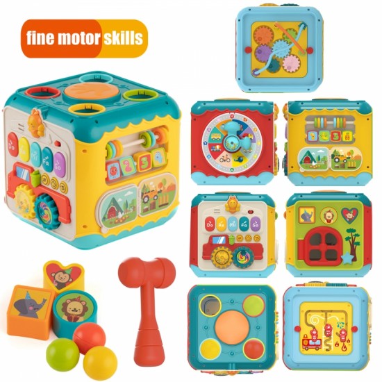 Daugiafunkcinis Montessori Veiklos Kubas 6in1 WOOPIE BABY 18m+