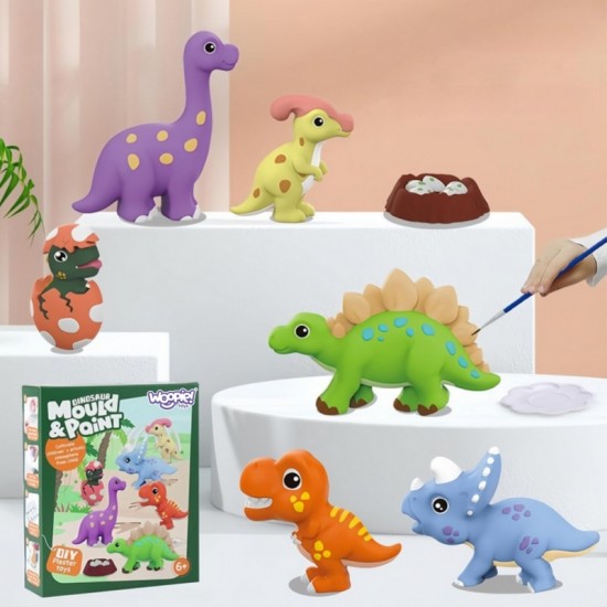 Dažymo rinkinys: pasigaminkite gipso figūrėles ir jas nudažykite – dinozaurų rinkinys WOOPIE „pasidaryk pats“