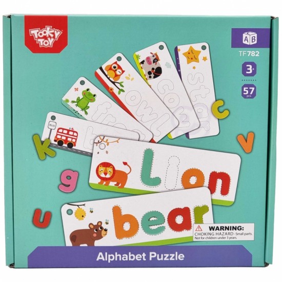 Dėlionė abėcėlės Raidžių, žodžių, gyvūnų mokymasis 57 vnt. TOOKY TOY Montessori