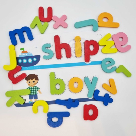 Dėlionė abėcėlės Raidžių, žodžių, gyvūnų mokymasis 57 vnt. TOOKY TOY Montessori