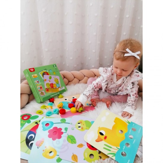 Dėlionės Kaladėlės Vaikams Gyvūnai Suderinti Mokymosi Formos Spalvos + Lentos TOOKY TOY