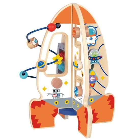 Didelė medinė edukacinė daugiafunkcinė raketa Tooky Toy