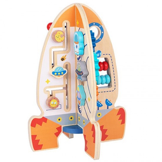 Didelė medinė edukacinė daugiafunkcinė raketa Tooky Toy