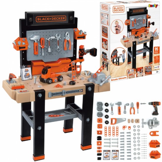 Didelės SMOBY dirbtuvės „Black & Decker Bricolo Ultimate Workshop“ + 92 priedai