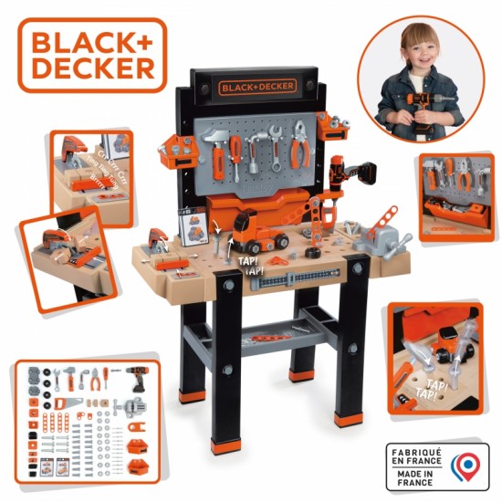 Didelės SMOBY dirbtuvės „Black & Decker Bricolo Ultimate Workshop“ + 92 priedai