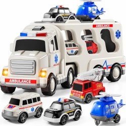 Didelis gelbėjimo komplekto sunkvežimis + 4 automobiliai