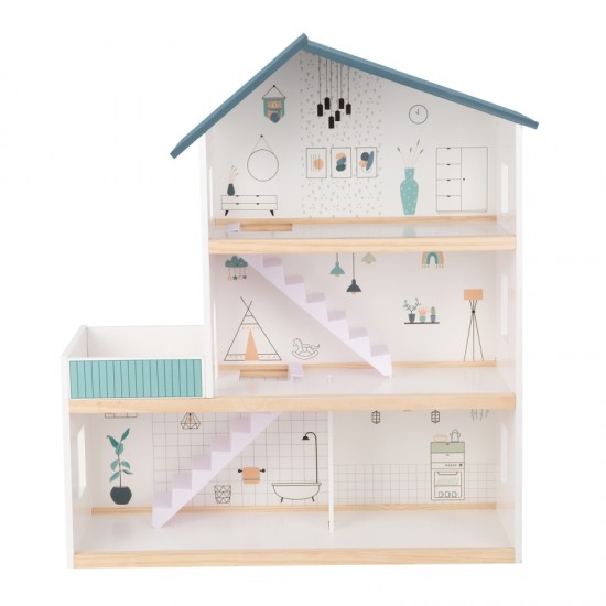 Didelis medinis lėlių namelis + FSC figūrėlės TOOKY TOY