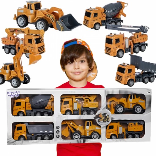 Didelis statybinių transporto priemonių rinkinys 6 viename WOOPIE