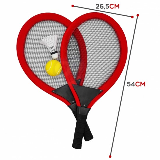 Didelių vaikiškų badmintono rakečių rinkinys + plunksninė WOOPIE