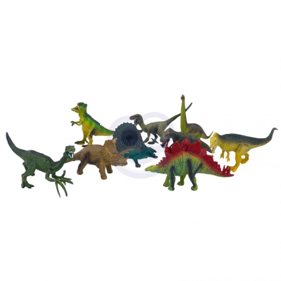 Dinozaurų figūrėlių rinkinys, 16 dalių + kilimėlis + skrynia WOOPIE