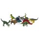 Dinozaurų figūrėlių rinkinys, 16 dalių + kilimėlis + skrynia WOOPIE
