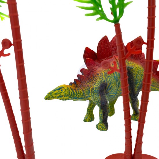 Dinozaurų figūrėlių rinkinys, 16 dalių + kilimėlis + skrynia WOOPIE