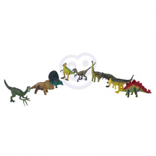 Dinozaurų figūrėlių rinkinys, 16 dalių + kilimėlis + skrynia WOOPIE