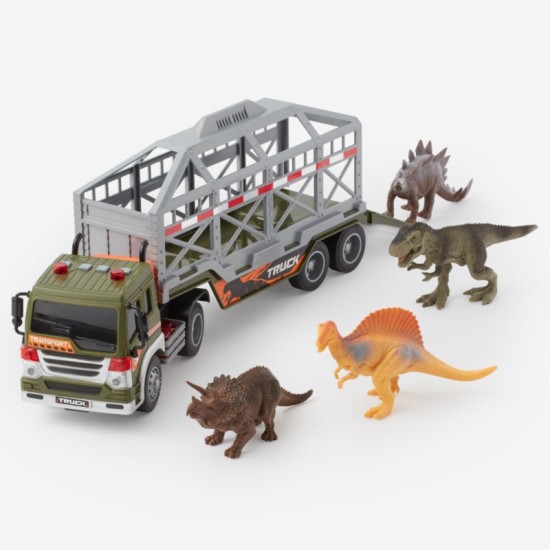 Dinozaurų transporteris-sunkvežimis su garsu ir šviesa WOOPIE