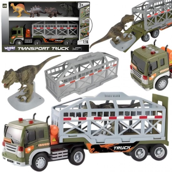Dinozaurų transporteris-sunkvežimis su garsu ir šviesa WOOPIE