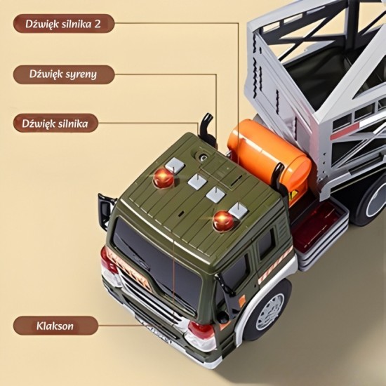 Dinozaurų transporteris-sunkvežimis su garsu ir šviesa WOOPIE