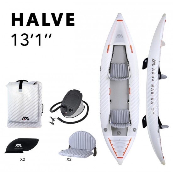 Dvivietis pripučiamas kajakas su irklu Aqua Marina Halve 398x98 cm HA-398