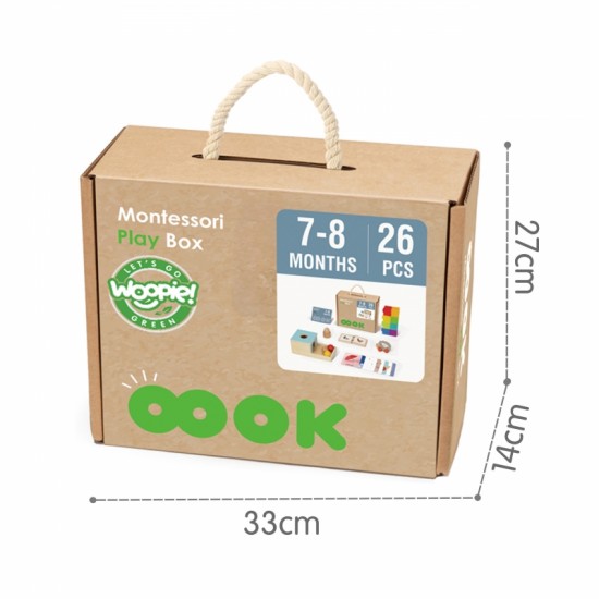 Edukacinė 6 viename sensorinė dėžutė 7-8 mėn. 26 vnt. FSC WOOPIE GREEN Box XXL Montessori