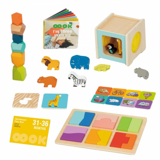 Edukacinė 7in1 sensorinė dėžutė 31-36 mėnesių FSC WOOPIE GREEN Box XXL Montessori