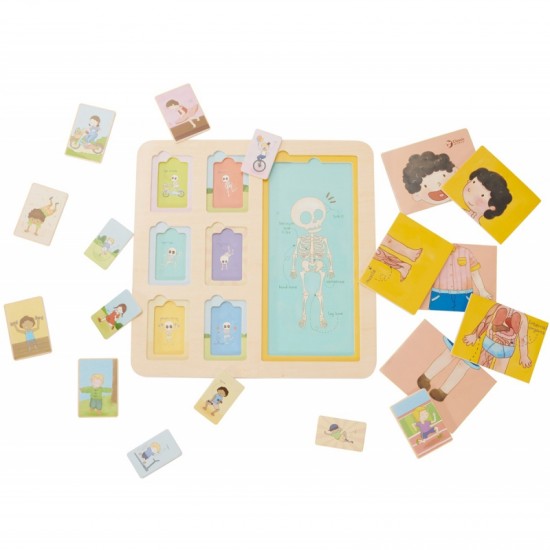 Edukacinė lenta Žmogaus kūno dėlionė Kaladėlės Dėlionė vaikams Suderinama MONTESSORI 19 vnt. CLASSIC WORLD