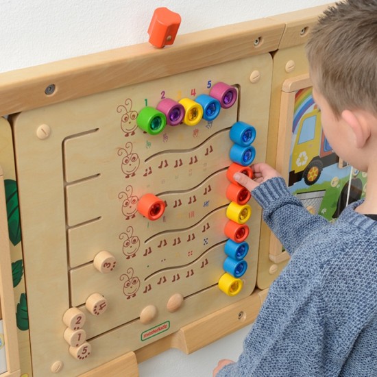 Edukacinė sieninė lenta spalvingi vikšrai, mokantys skaičius ir kiekius Montessori MASTERKIDZ