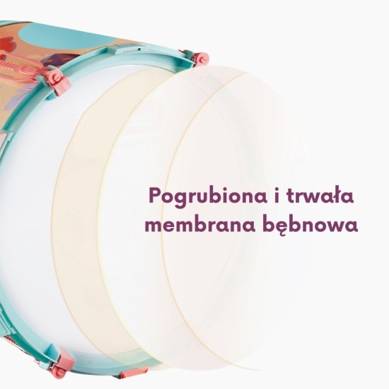 Edukaciniai mušamieji instrumentai vaikams: 5 būgnai, 1 cimbolas + gyvūnų tematikos taburetė WOOPIE