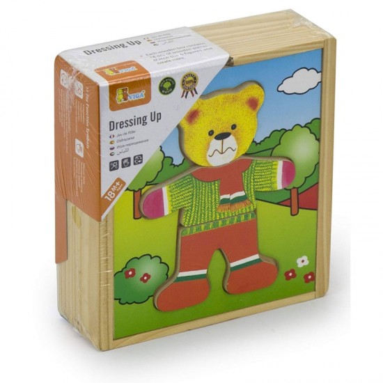 Edukacinis galvosūkis su meškiuku „Viga Wooden Puzzle“