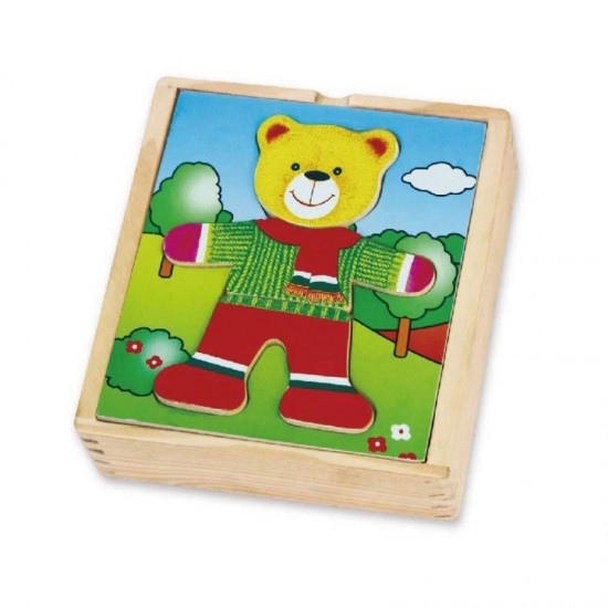 Edukacinis galvosūkis su meškiuku „Viga Wooden Puzzle“