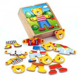 Edukacinis galvosūkis su meškiuku „Viga Wooden Puzzle“