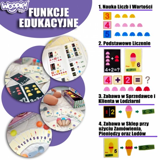 Edukacinis ledainės XXL restorano parduotuvė + mokomasis skaičiavimas 87 vnt. WOOPIE