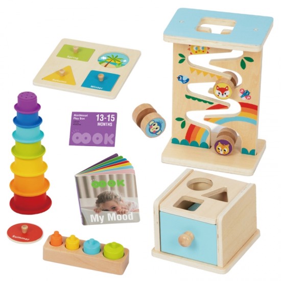 Edukacinis sensorinis FSC WOOPIE GREEN Box 6in1 13-15m Montessori