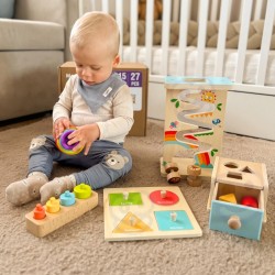 Edukacinis sensorinis FSC WOOPIE GREEN Box 6in1 13-15m Montessori